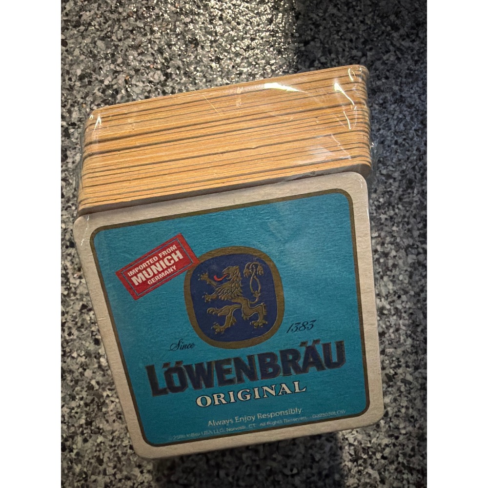 60+ Vintage Lowenbrau Original Beer Coasters Munich Germany Blue Lion Crest Set